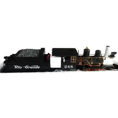 16 - LGB G gauge 26194 2-6-0 loco & tender. 248, black/silver, D. & R.G.W. (Rio Grande) Boxed new.