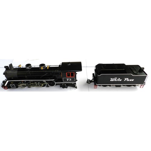 1 - LGB G gauge Limited Edition 21832 2-8-2 loco & tender No. 73, black  'White Pass' smoke & sound. Woo... 