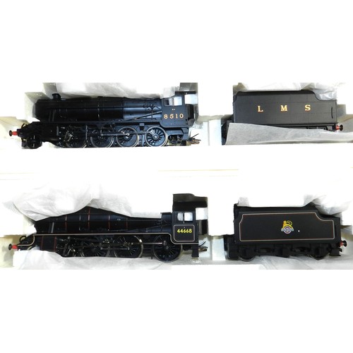 49 - Hornby 00 gauge. (2) R.2228 2-8-0 loco & tender. 8510, black, LMS; R2322 4-6-0 loco & tender. 44668,... 