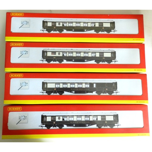 55 - Hornby 00 gauge. Pullman Carriages (4) R.4145A 'Sappho; R.4146A Car 166; R.4150A Car 161; R.4165 Car... 