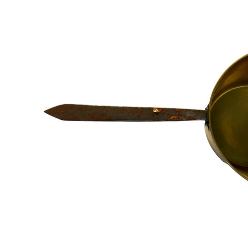 231 - A Large Brass Jam Pan & A Handheld Brass Mirror
Pan  - 14cm tall,  26cm diameter