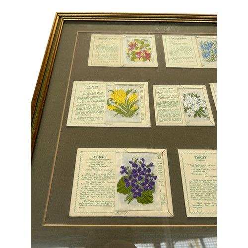 219 - A Framed Selection Of Vintage Embroidered Cigarette Cards