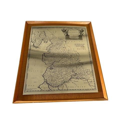 234 - A Copper Map of Chester & a Steel Map of Lancashire, both framed.