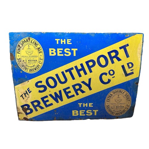 226 - An original advertising / pub sign from 'The Southport Brewery Co Ltd' (1875-1919)
Approx 91.5cm x 1... 