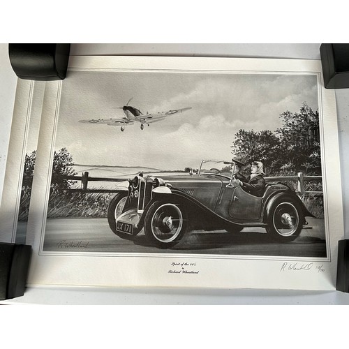 244 - Spitfire / MG Interest - 2 x Unframed Signed Limited Edition Prints by Richard Wheatland 'Spirit of ... 