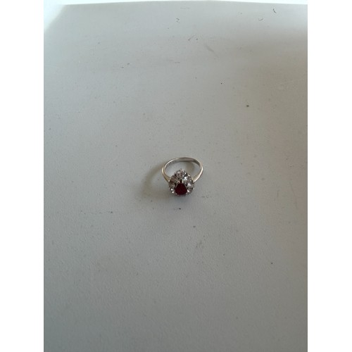 101 - 18ct White Gold set Diamond & Ruby ring
Approx size M