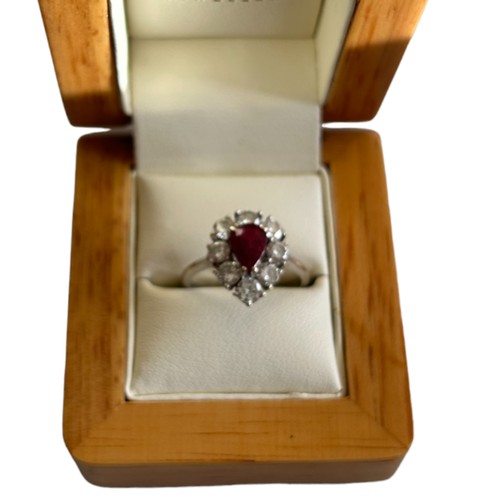 101 - 18ct White Gold set Diamond & Ruby ring
Approx size M