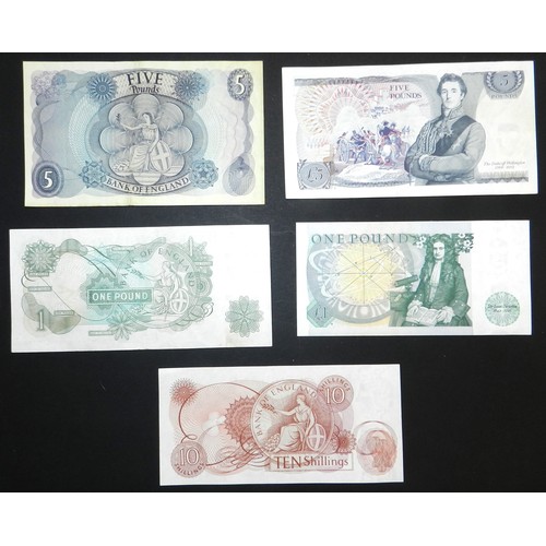 186 - £5. Hollom. 1963. B297.. L-. NEF.; Page. 1973. B336. BR-. VF. £1. Page. 1970.B322. EN-. EF.; Somerse... 