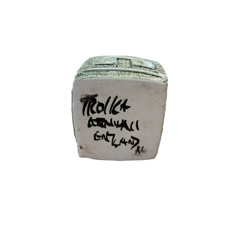 244 - A Troika Marmalade Jar / Cube Vase, signed with painted marks, initialled A.L (Anne Lewis) ‘Troika, ... 