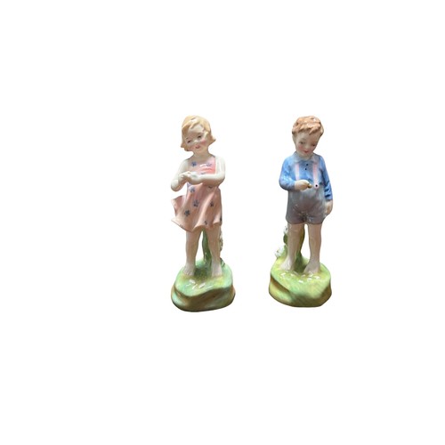 277 - Royal Doulton Figures (4) Pair of child figures He Loves Me HN2046 and She Loves Me HN2045, 2 miniat... 