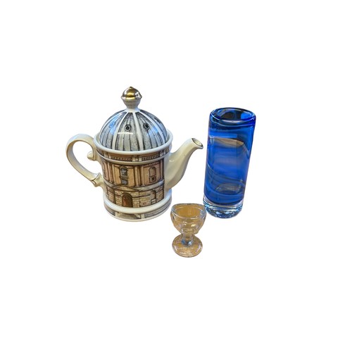 299 - Vintage Glass Eye Bath, Glass Vase & Teapot in the  form of The Radcliffe Camera