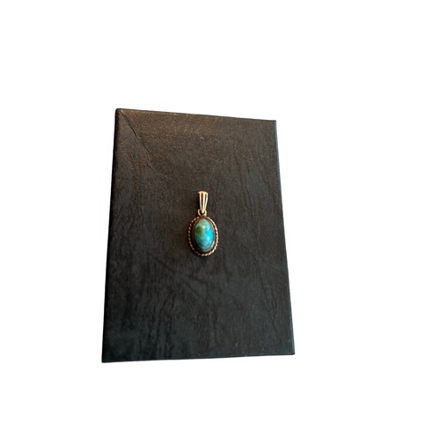 97 - 9ct Gold & Turquoise Earring (4.7g) & Pendant (1.1g) Set with similar ring in Silver, also a pair of... 