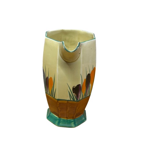 248 - Clarice Cliff - Crocus - An Athens shape jug circa 1930, hand painted with large Crocus sprays betwe... 