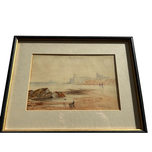 322 - George Pelham Dixon 1859-1898 Framed Watercolour Of Bamburgh Castle Signed And Dated 1897 In The Bot... 