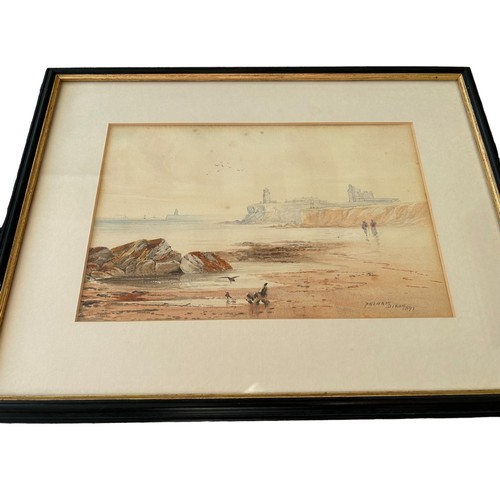 322 - George Pelham Dixon 1859-1898 Framed Watercolour Of Bamburgh Castle Signed And Dated 1897 In The Bot... 