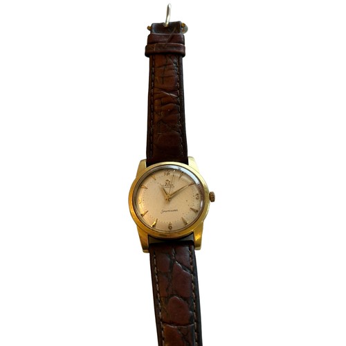 119 - Circa 1947 18ct Gold Omega Seamaster Gents Watch 
case stamped Omega Watch Co 18k .750
Case Number 1... 