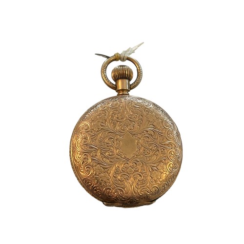 129 - Waltham Gold Plated Full Hunter Pocket Watch 
62.9g with fully engraved case