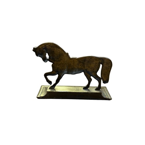 64 - Brass heavy horse door stops c.22cm tall x 29cm long.