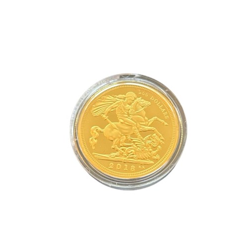 177 - A 2018 1oz $200 Gold Coin with the sovereign George & Dragon design and Edward VII on the obverse. B... 