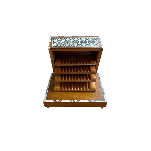 70 - Inlaid Wood & Bone Musical Cigarette Box