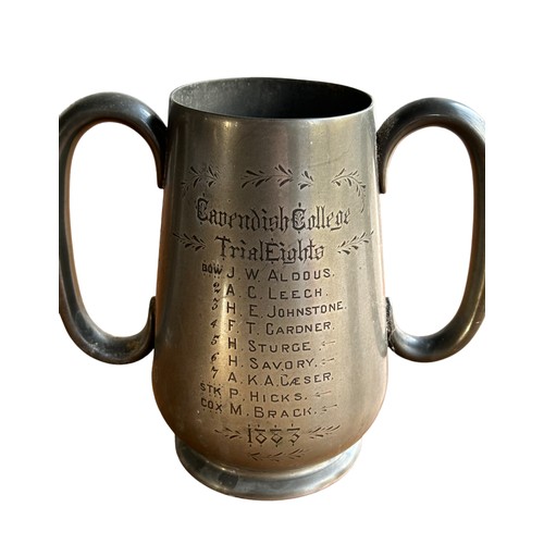 147 - Two Trophies & a Pewter Cup (3)
Two trophies from Cavendish College, Cambridge 1888 for rowing and a... 