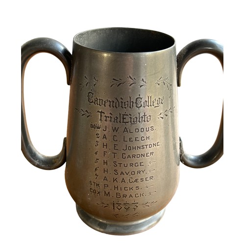 147 - Two Trophies & a Pewter Cup (3)
Two trophies from Cavendish College, Cambridge 1888 for rowing and a... 