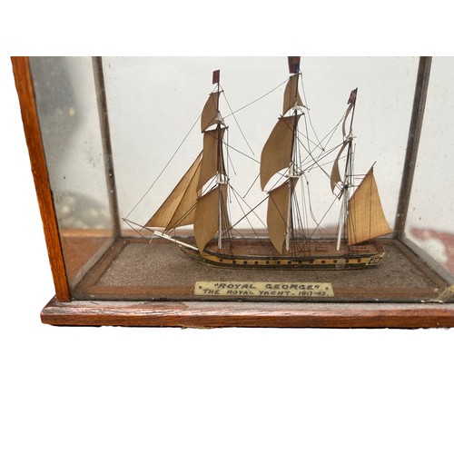 82 - Miniature Model of 'Royal George' the royal yacht 1817-42 in a small glass case