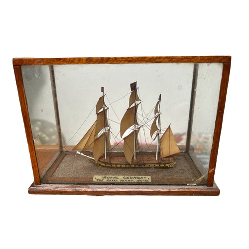 82 - Miniature Model of 'Royal George' the royal yacht 1817-42 in a small glass case