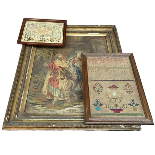 306 - A Collection of Needlework, Inc a large needlework of Mary & Joseph with donkey 66x55cm,  a Victoria... 