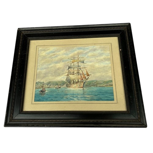 339 - Watercolour of Sailing Ship at ancor, unsigned