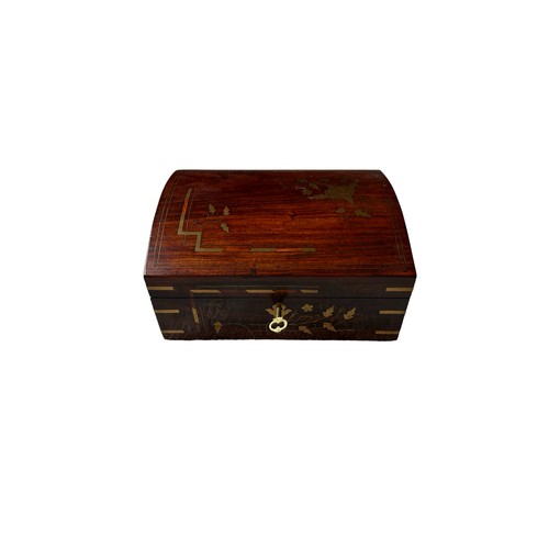 110 - Inlaid jewellery box with dress jewellery