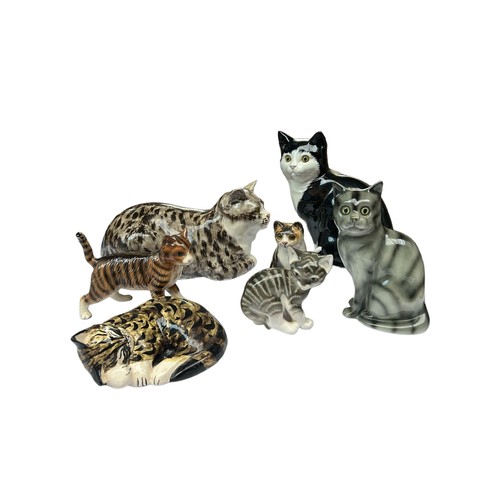 296 - Two Winstanley Pottery Cats Size 1 & 7 with similar by Paula Humphries & Just Cats & Co also 12 othe... 