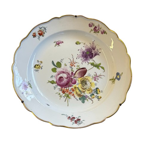 64 - Large Meissen Porcelain Charger c. 39.5cm diameter, also a similar smaller version c.15cm diameter (... 