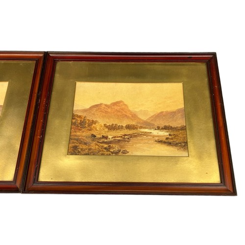 15 - Withdrawn - A pair of Framed Highland Scenes signed A.M. Beck 1923, both 25x36cm
