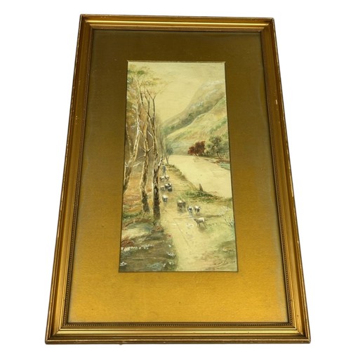 34 - Withdrawn - Ruth Fisher Landscape with mountains & another watercolour signed 'LK 1911' 34.5x25cm 33... 