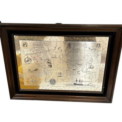 196 - Hallmarked Silver World Map
51x70cm in frame 37x56cm London 1977