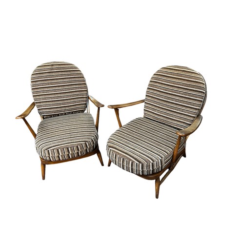 130 - A Pair of Vintage Mid-Century Ercol Arm Chairs with original upholstery