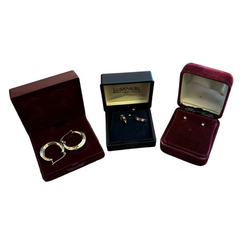 185 - Four Pairs of Earrings 
to inc 18ct white gold studs, 9ct studs, 9ct stone set earrings & a pair of ... 