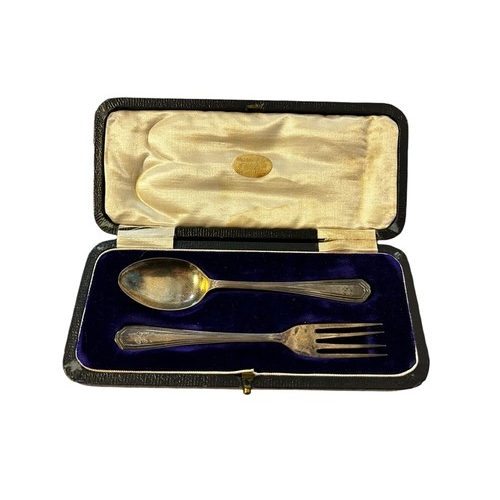 195 - A Silver Christening Set with another similar in EPNS (2)