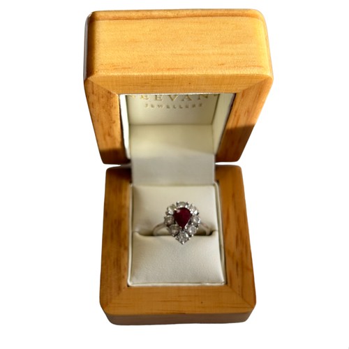 133 - 18ct White Gold set 8 x Diamond & Ruby ring
Approx size M
stamped '750'