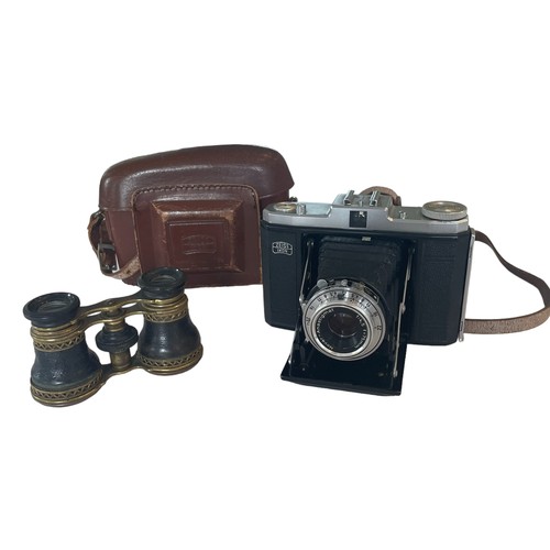 198 - Zeiss Ikon Nettar folding bellows camera & a pair of Vintage Opera Glasses / Binoculars