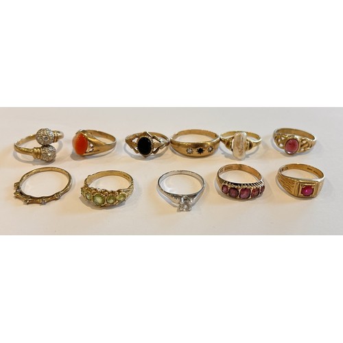 181 - Ten 9ct Gold Stone Set Rings (10) 25.4g gross