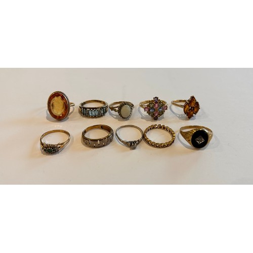 149 - Ten 9ct Gold Stone Set Rings (10) 26.8g gross