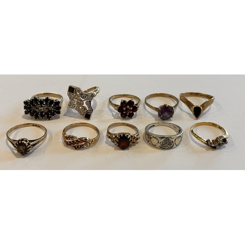 150 - Ten 9ct Gold Stone Set Rings (10) 26.7g gross