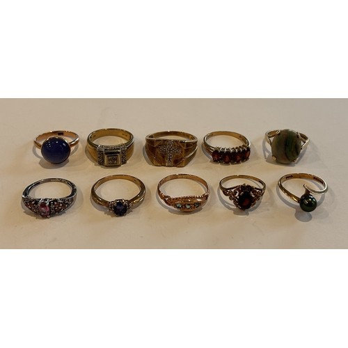 137 - Ten 9ct Gold Stone Set Rings (10) 27.7g gross