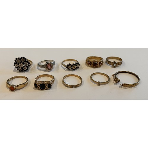 154 - Ten 9ct Gold Stone Set Rings (10) 27.2g gross