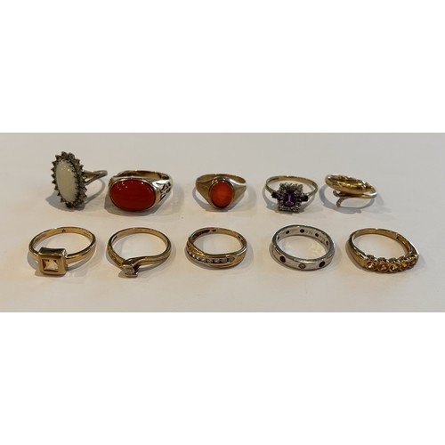 174 - Ten 9ct Gold Stone Set Rings (10) 26.3g gross