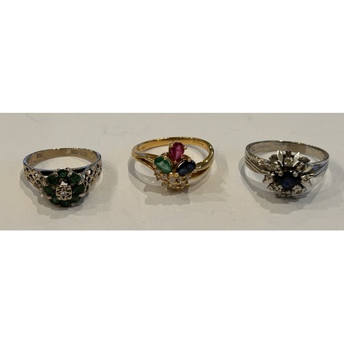 202 - Three 18ct Gold Stone Set Rings (3) 10.9g gross