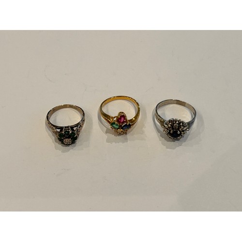 202 - Three 18ct Gold Stone Set Rings (3) 10.9g gross