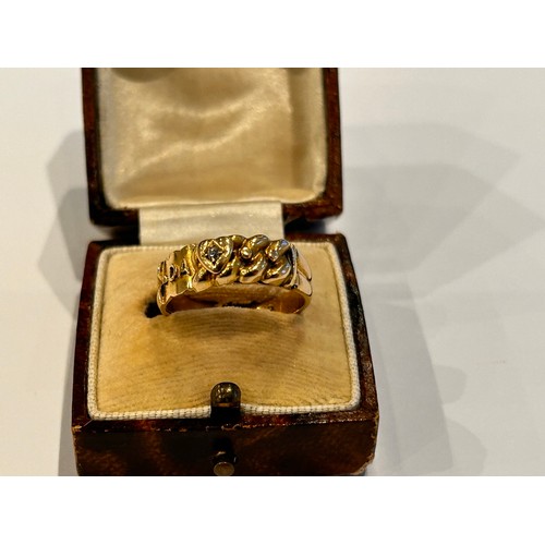 225 - 18ct Gold Ring 4.4g gross (af) stamped 18ct size P